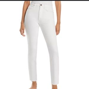RAG & BONE white high-rise jeans.